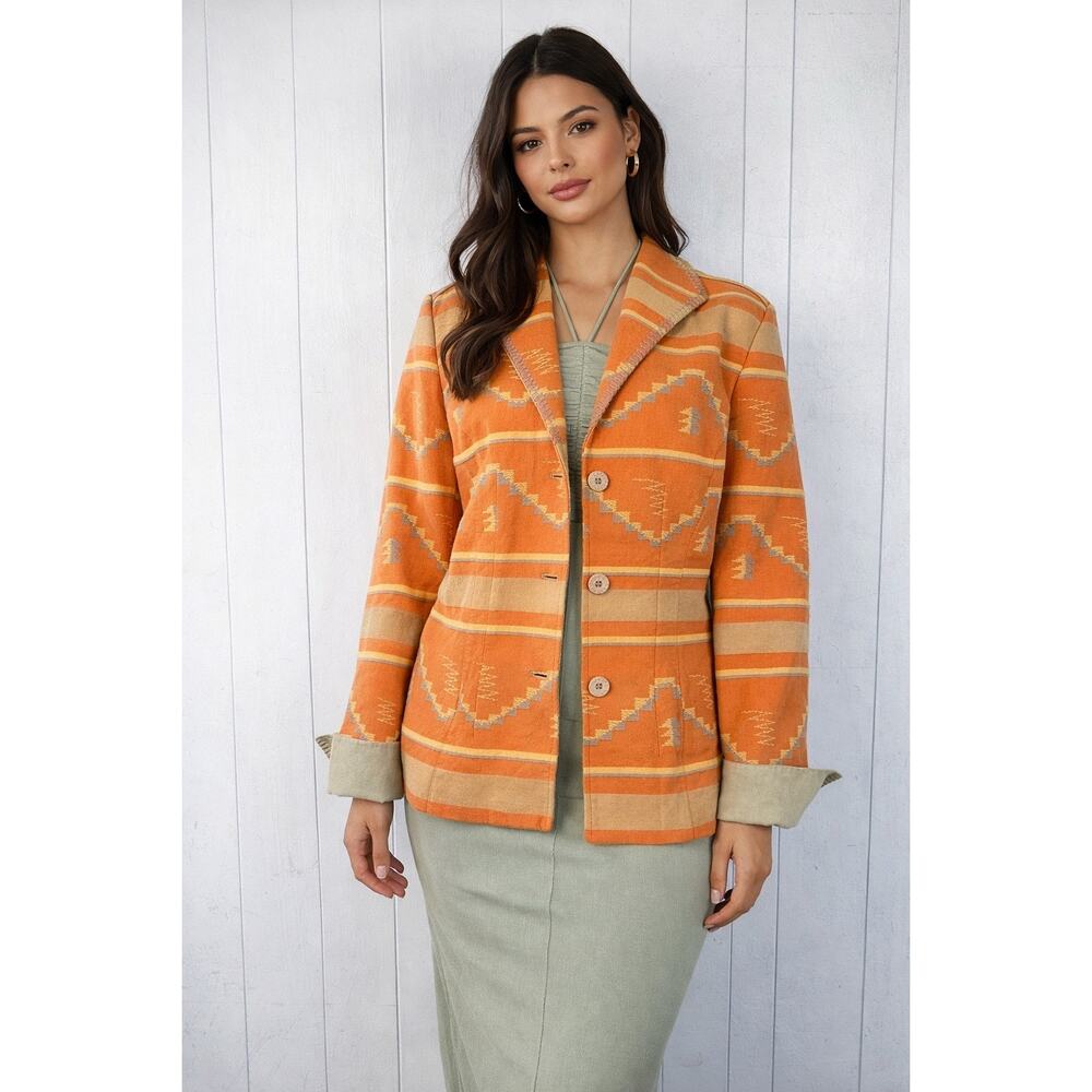 Coldwater Creek Southwestern Aztec Print Boho Chic Blazer In Size 12